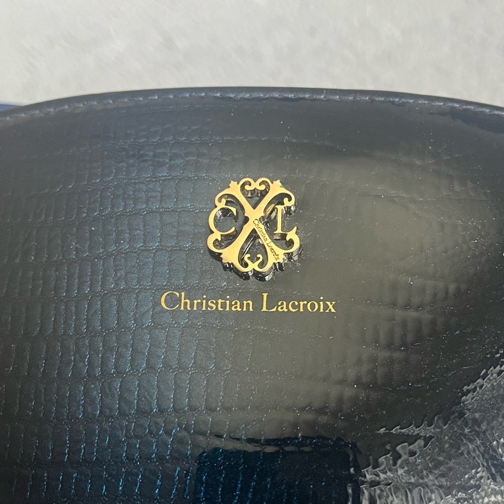 NWT CHRISTIAN LACROIX Cobalt Blue Snakeskin Cosmetic Makeup Bag - Picture 4 of 8
